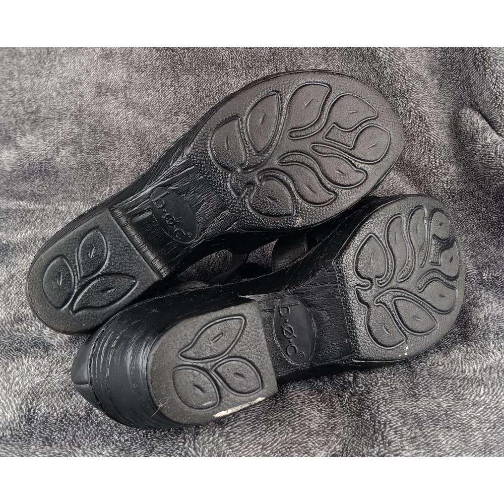 Born boc Black Leather Wedge Mary‎ Jane Cutout Sandals Women Size 6M - Picture 9 of 9